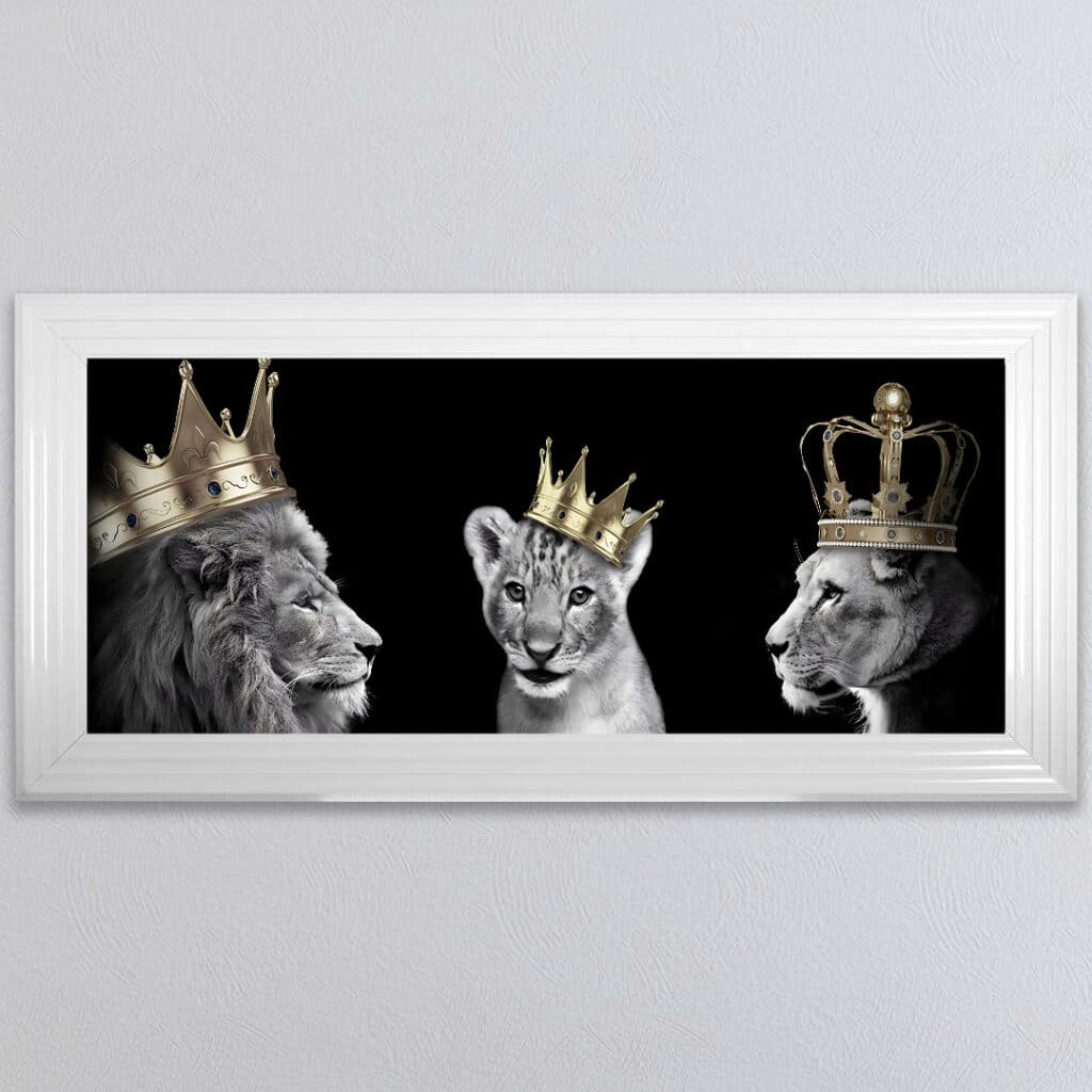 Lion Family with Boy Cub - Framed Wall Art
