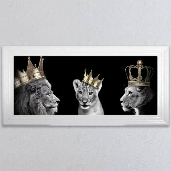 Lion Family with Boy Cub - Framed Wall Art