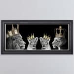 Lion Family with 2 Boy Cubs - Framed Wall Art
