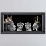 Lion Family with 2 Girl Cubs - Framed Wall Art