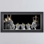 Lion Family with 3 Boy Cubs - Framed Wall Art