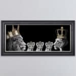 Lion Family with 3 Girl Cubs - Framed Wall Art
