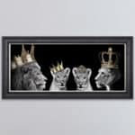 Lion Family with Boy and Girl Cub - Framed Wall Art