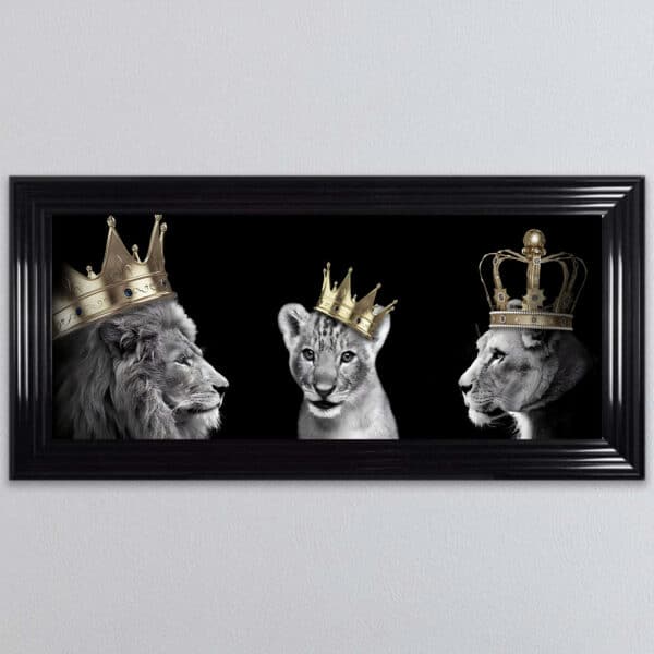 Lion Family with Boy Cub - Framed Wall Art