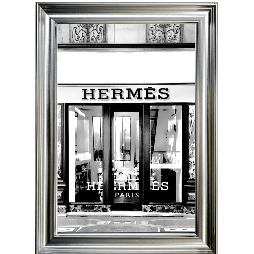 Hermes shop Front with Silver Background - Wall Art