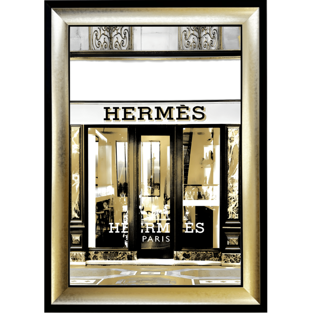 Hermes shop Front with Gold Background - Wall Art