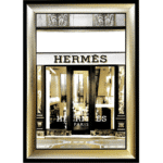 Hermes shop Front with Gold Background - Wall Art