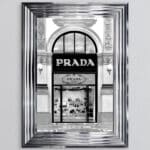 Prada shop Front with Silver Background - Wall Art