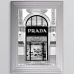 Prada shop Front with Silver Background - Wall Art