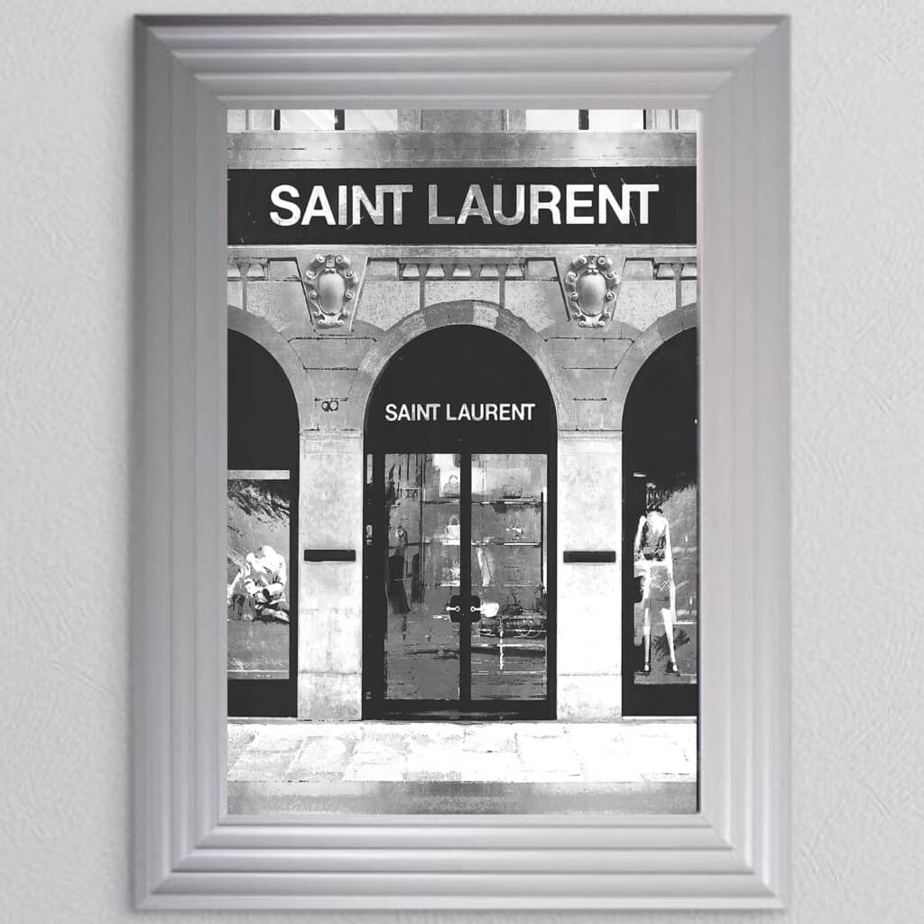Saint Laurent shop Front with Silver Background - Wall Art