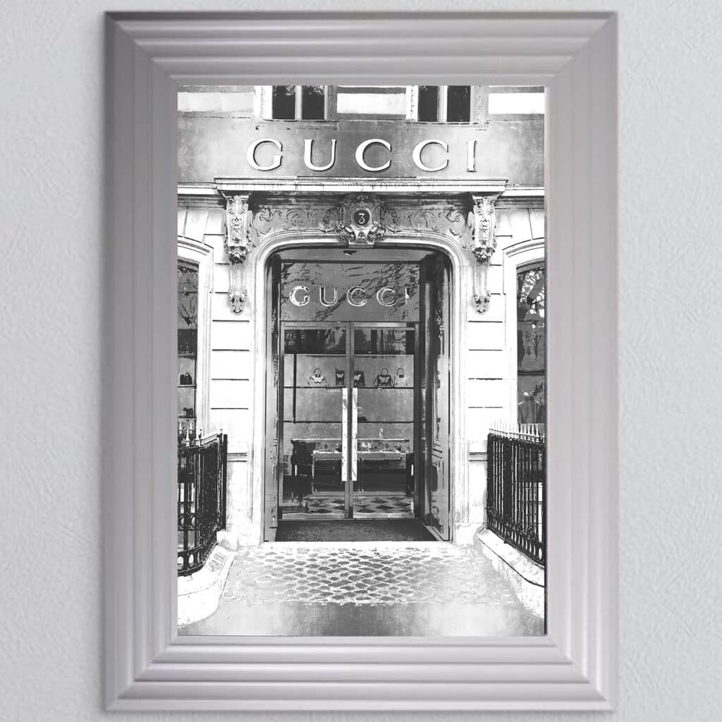 Gucci shop Front with Silver Background - Wall Art
