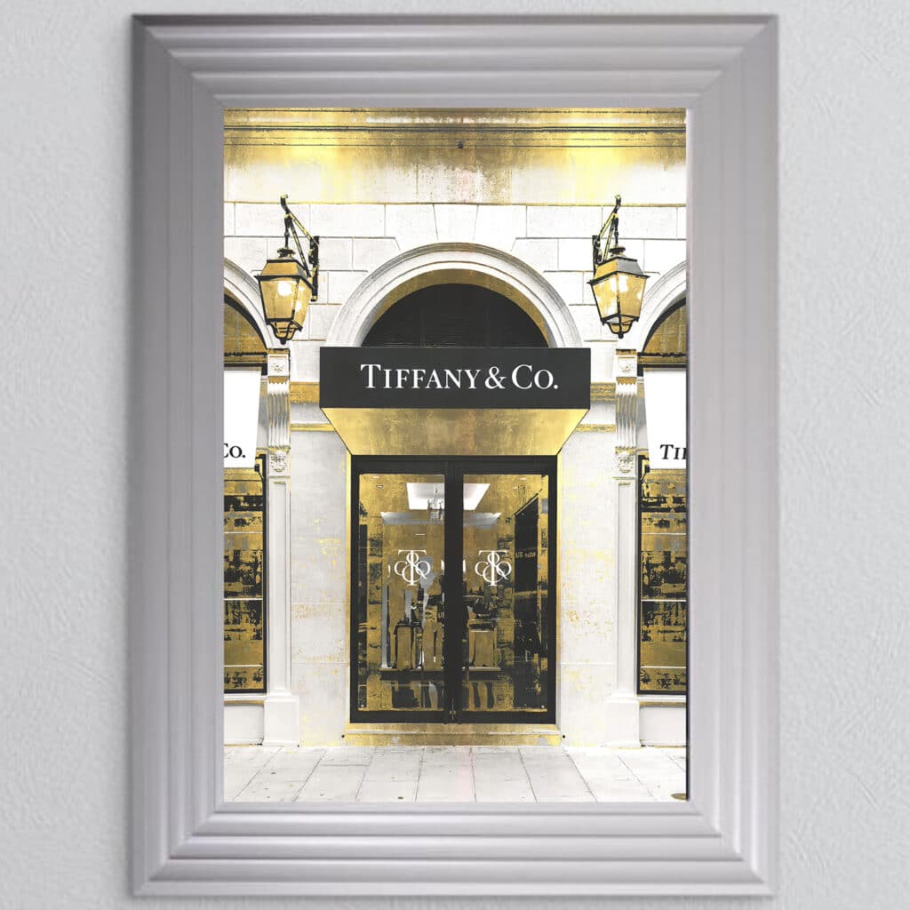 Tiffany & Co Shop Front with Gold Background - Wall Art