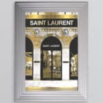 Saint Laurent shop Front with Gold Background - Wall Art