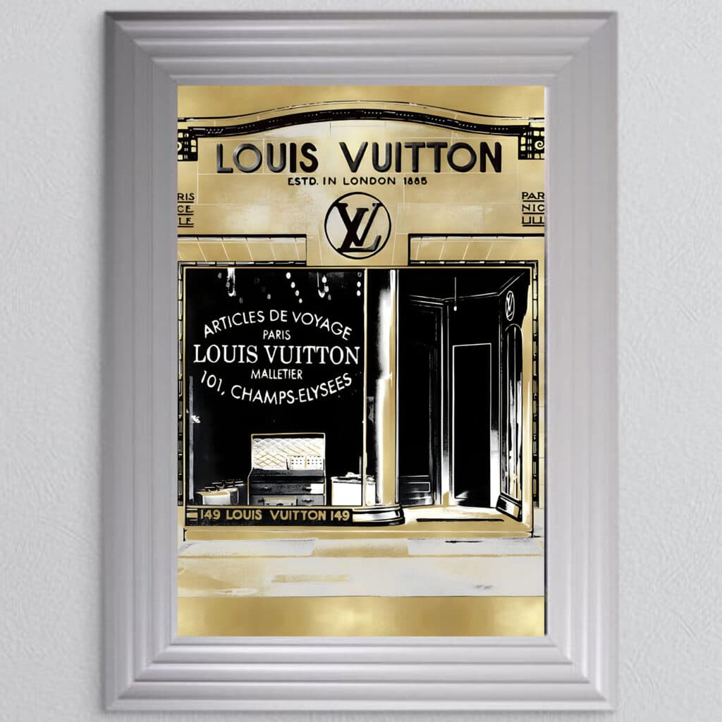 Louis Vuitton shop Front with Gold Background - Wall Art