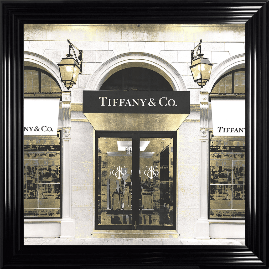 Tiffany & Co Shop Front with Gold Background - Wall Art