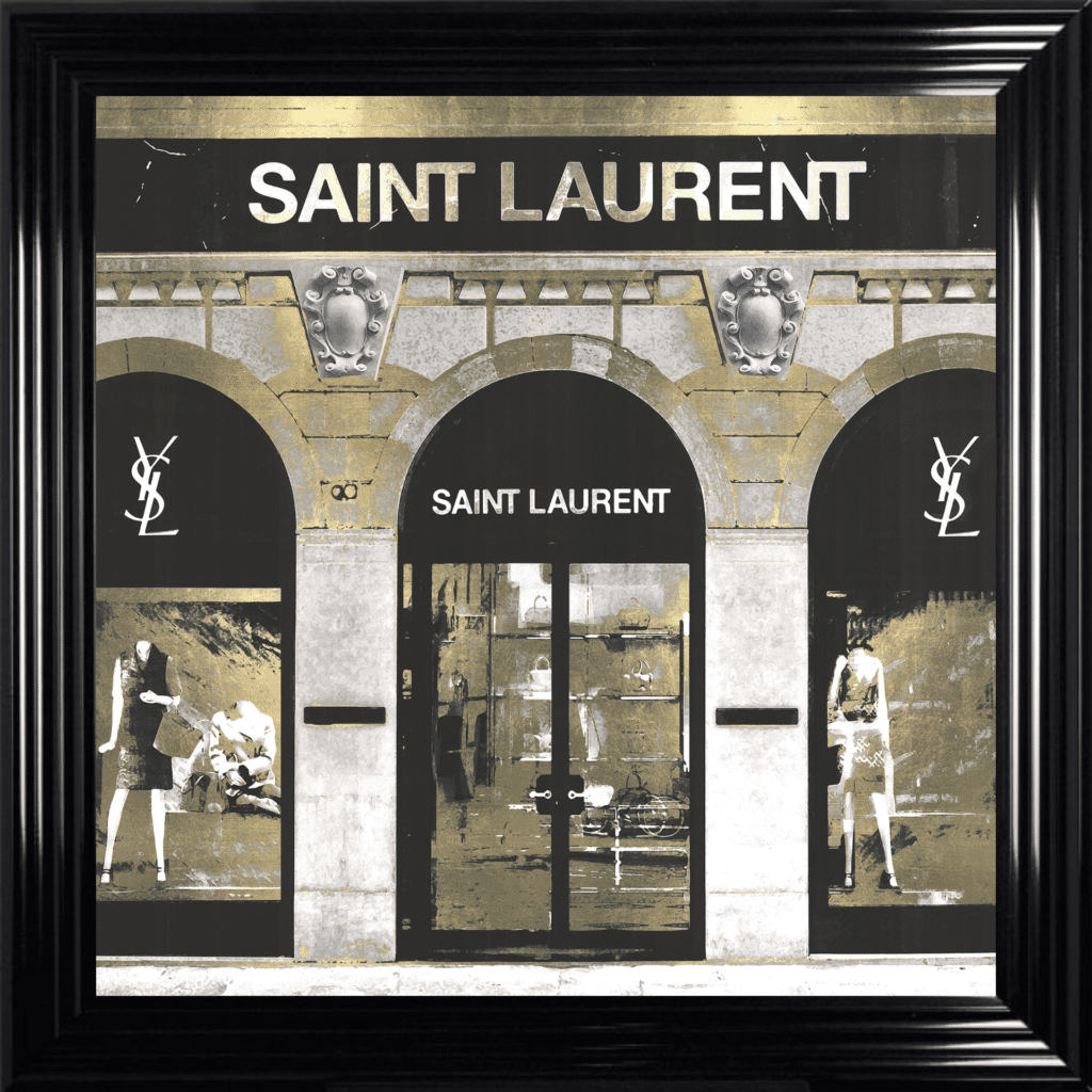 Saint Laurent Shop Front with Gold Background - Wall Art