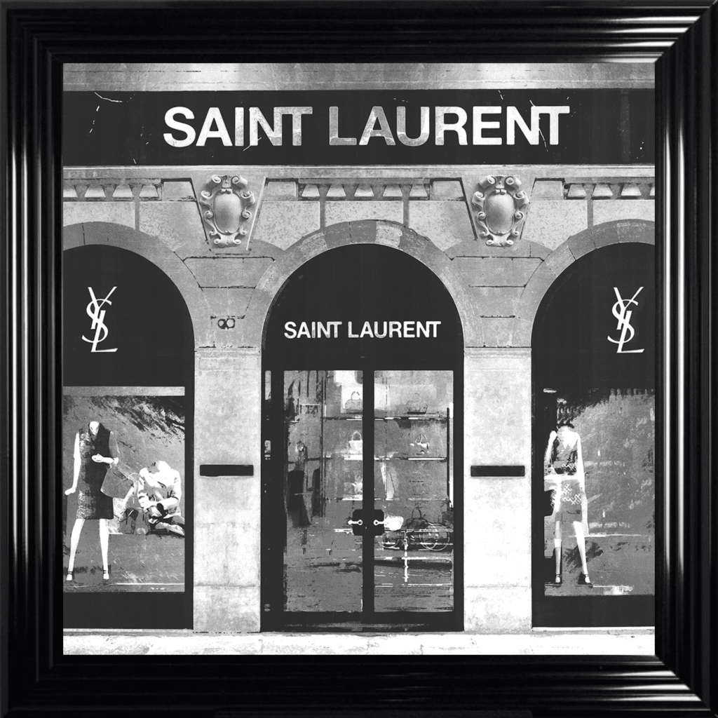 Saint Laurent Shop Front with Silver Background - Wall Art