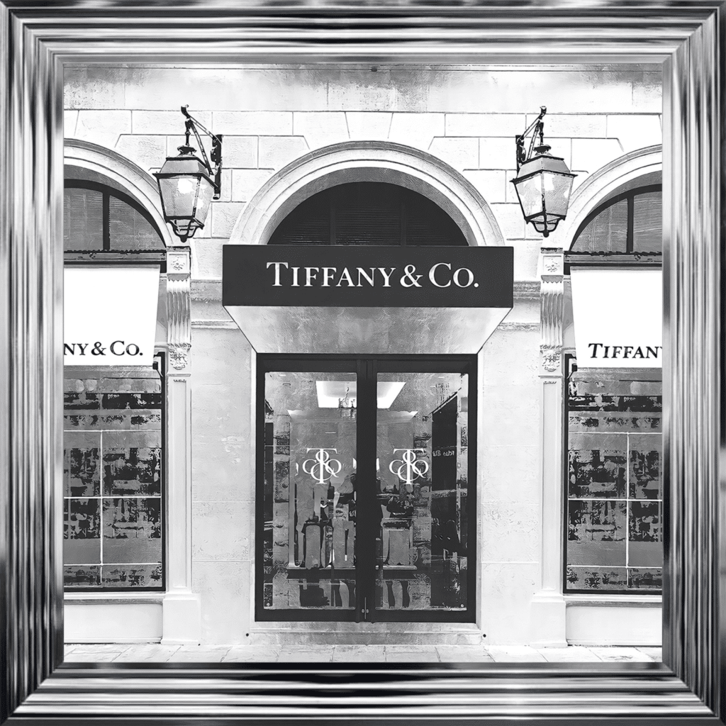 Tiffany & Co Shop Front with Silver Background - Wall Art