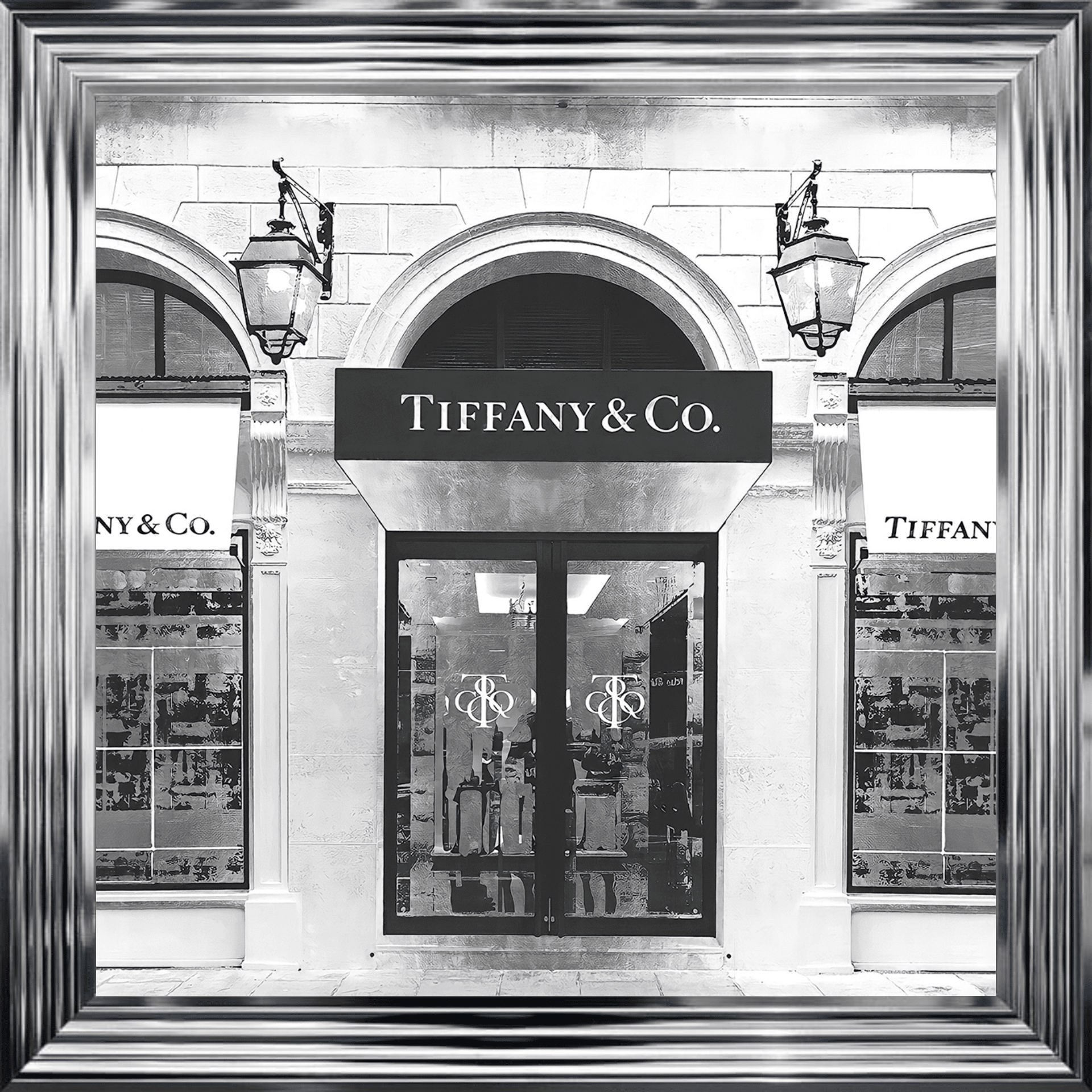 Untitled-4 (93) Tiffany & Co Shop Front with Silver Background - Wall Art