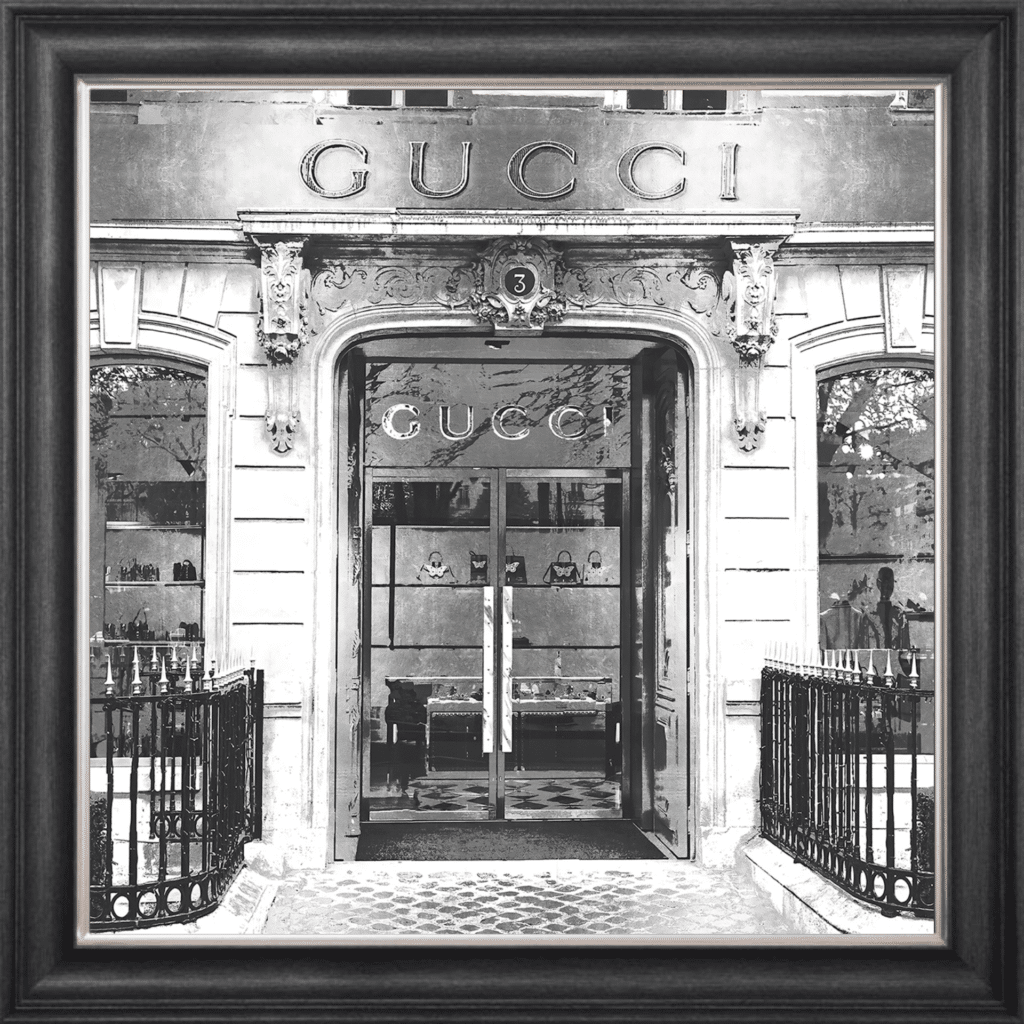 Gucci Shop Front with Silver Background - Wall Art