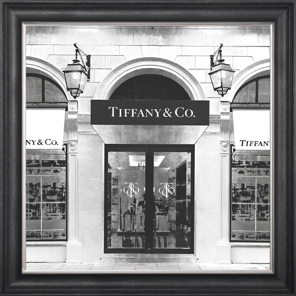 Tiffany & Co Shop Front with Silver Background - Wall Art
