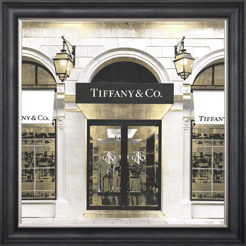 Tiffany & Co Shop Front with Gold Background - Wall Art
