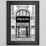 Prada shop Front with Silver Background - Wall Art