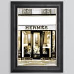 Hermes shop Front with Gold Background - Wall Art