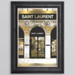 Saint Laurent shop Front with Gold Background - Wall Art
