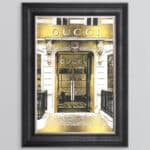 Gucci shop Front with Gold Background - Wall Art