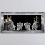 Lion Family with 2 Girl Cubs - Framed Wall Art