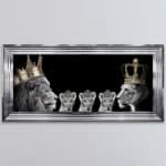 Lion Family with 3 Girl Cubs - Framed Wall Art