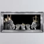 Lion Family with a Boy and 2 Girl Cubs - Framed Wall Art