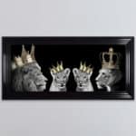 Lion Family with 2 Boy Cubs - Framed Wall Art
