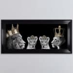 Lion Family with 2 Girl Cubs - Framed Wall Art