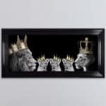 Lion Family with 3 Boy Cubs - Framed Wall Art