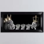 Lion Family with 3 Girl Cubs - Framed Wall Art