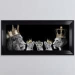 Lion Family with 2 Boy and a Girl Cub - Framed Wall Art