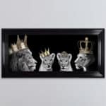Lion Family with Boy and Girl Cub - Framed Wall Art