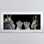 Lion Family with Boy and Girl Cub - Framed Wall Art