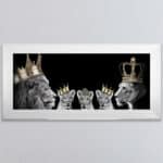 Lion Family with 2 Boy and a Girl Cub - Framed Wall Art