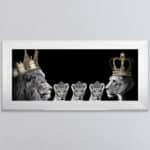 Lion Family with 3 Girl Cubs - Framed Wall Art