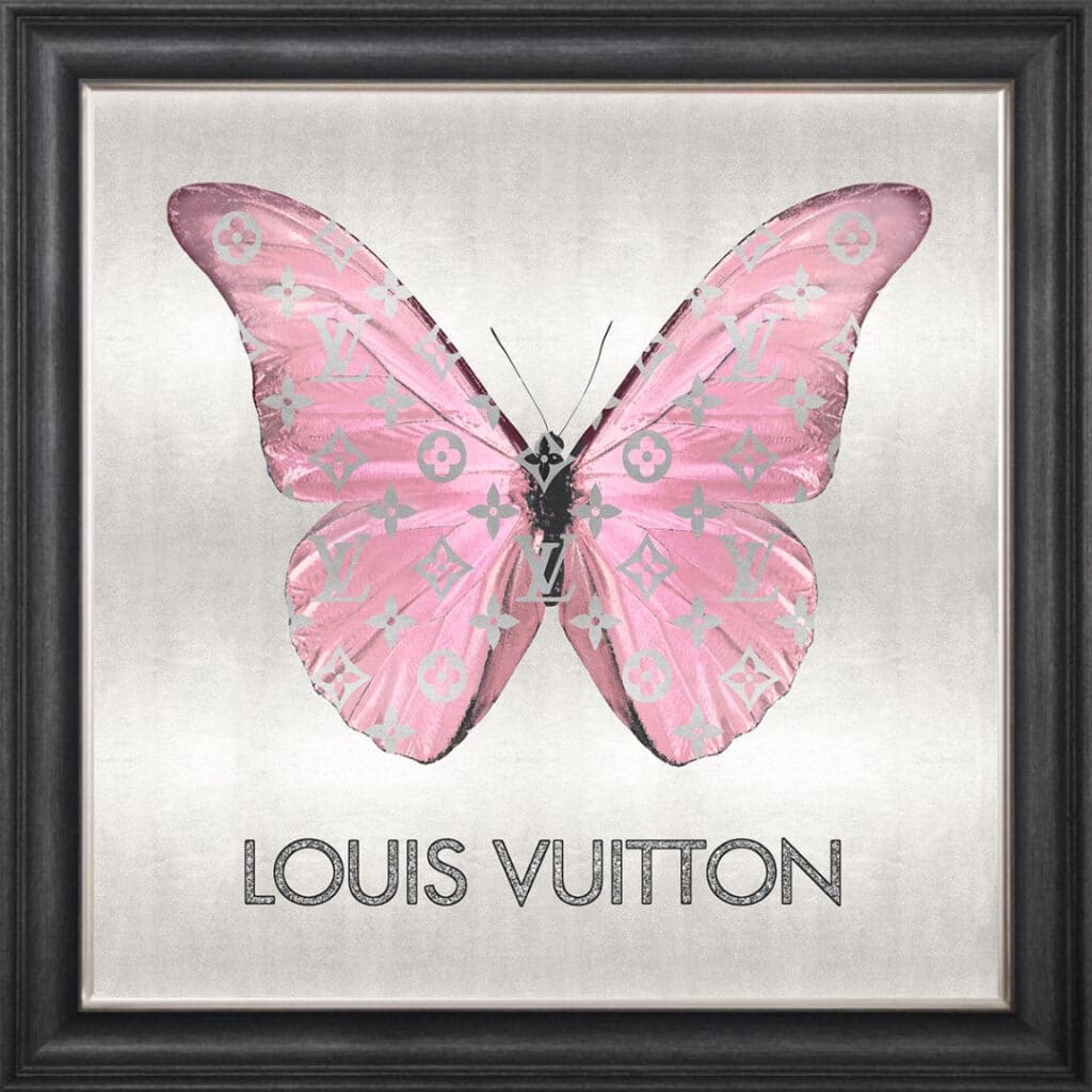Louis Vuitton Pink Butterfly - Framed Wall Art