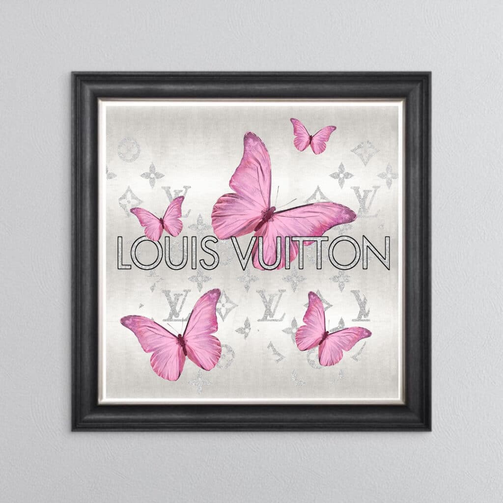 Louis Vuitton Pink Butterflies - Framed Wall Art