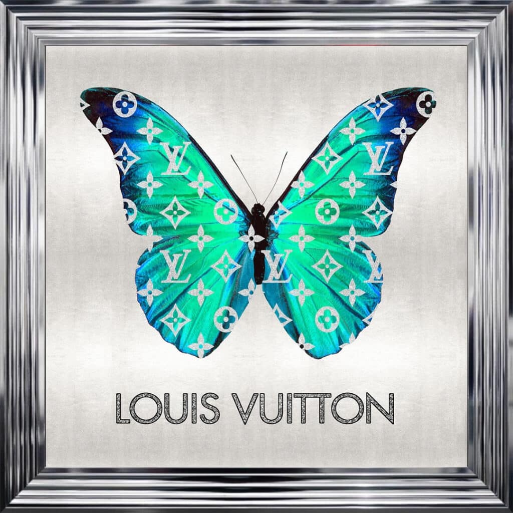 Louis Vuitton Emerald Green Butterfly - Framed Wall Art