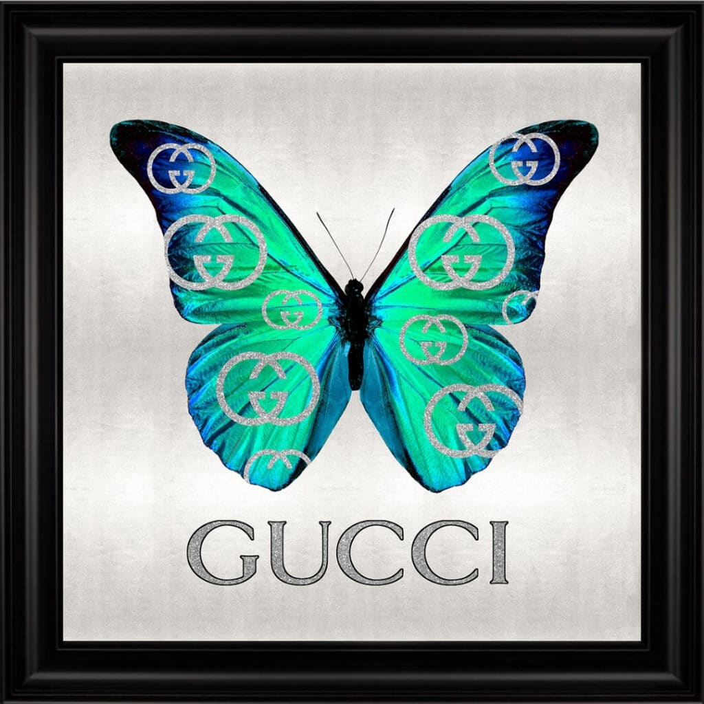 Gucci Emerald Green Butterfly - Framed Wall Art