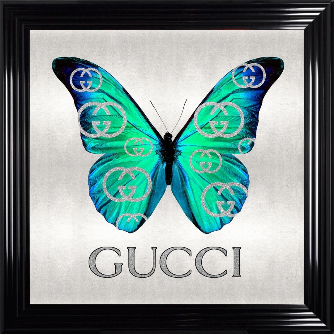Untitled - 2023-10-15T100442.936 Gucci Emerald Green Butterfly - Framed Wall Art