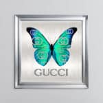 Gucci Emerald Green Butterfly - Framed Wall Art