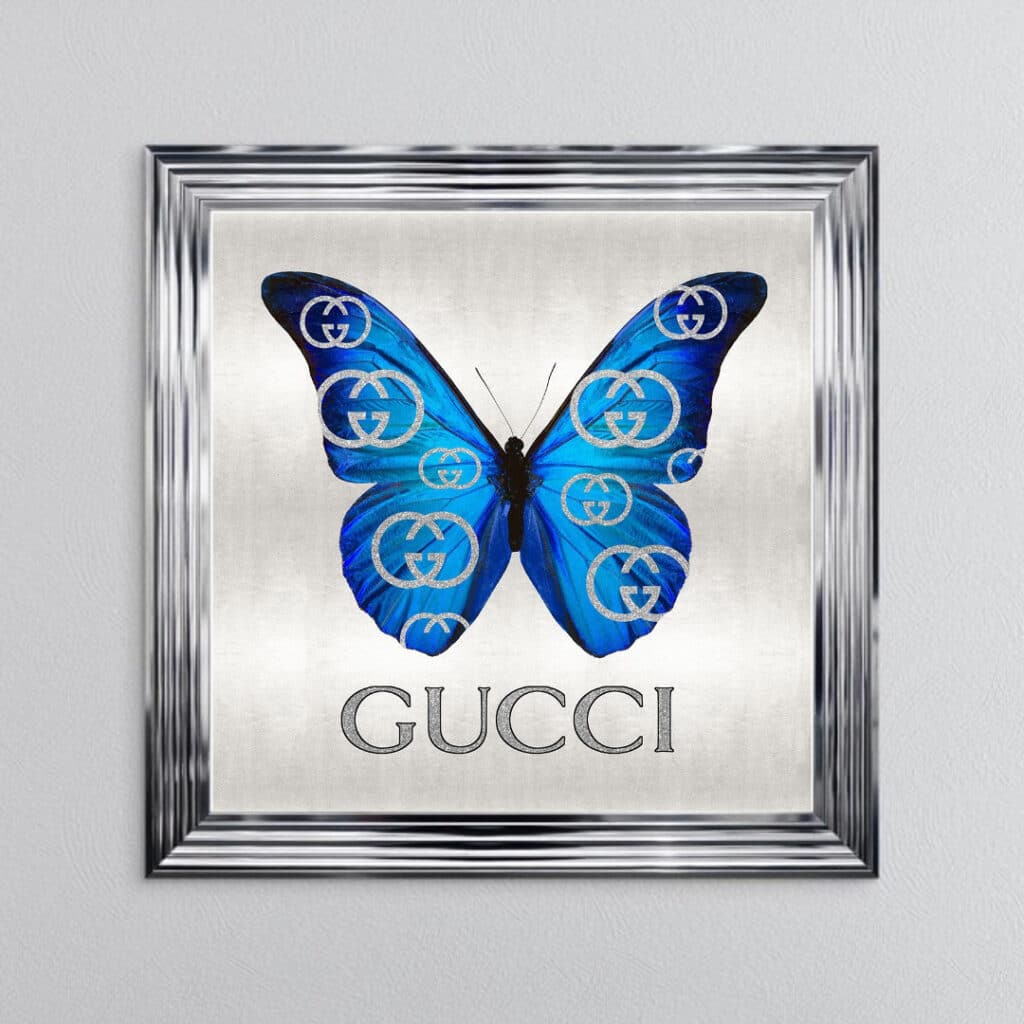 Gucci Royal Blue Butterfly - Framed Wall Art