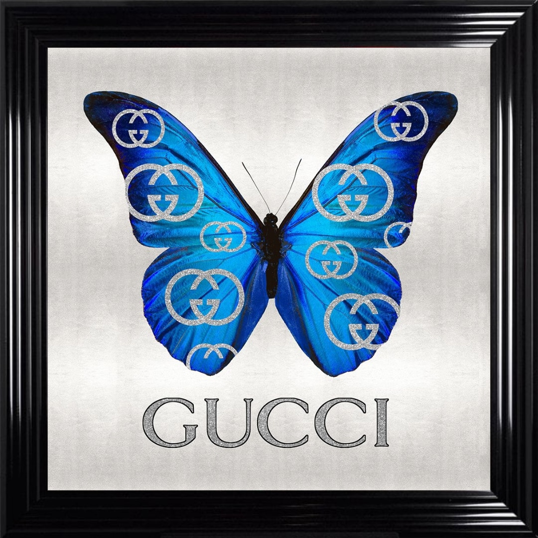 Untitled - 2023-10-15T100720.555 Gucci Royal Blue Butterfly - Framed Wall Art
